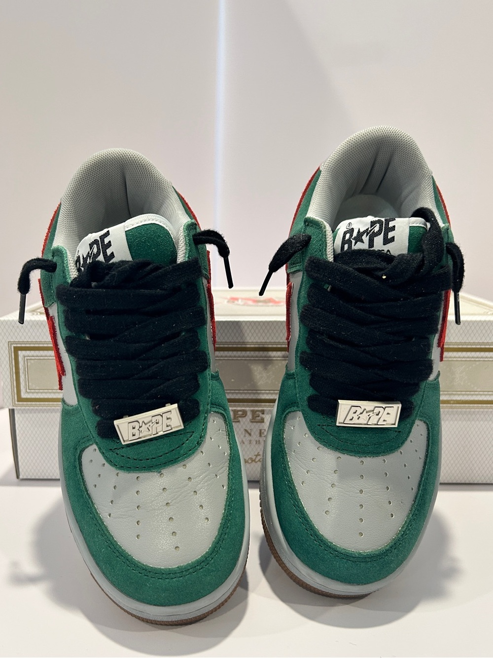Vintage BAPE Bape Sta Low Foot Soldier Green Red FS-029 Size US 5.5 / 23.5cm
